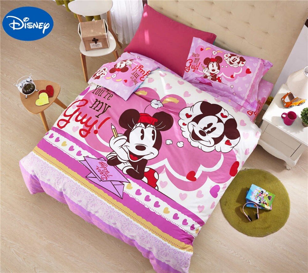 Ű ̴ 콺 ̺ Ʈ ư ̺ ȭ  ̺ ħ   ̺ Ȩ ׸ Ʈ   ũ/Mickey Minnie Mouse Comforters Set Cotton Bedclothes Cartoon Disney Bedding Textil